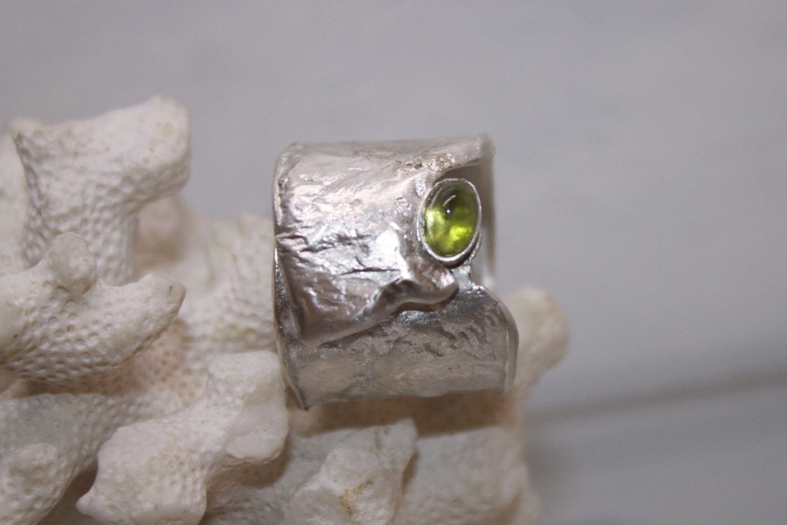 Retikulierring Silber mit Peridot