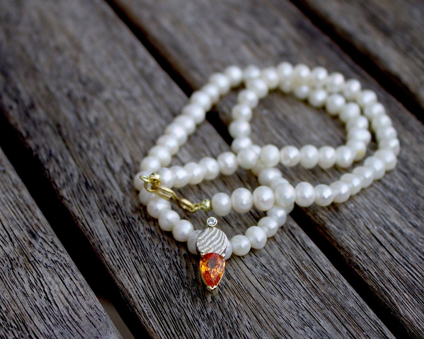 Mandarin Granat Kette mit Sepia
